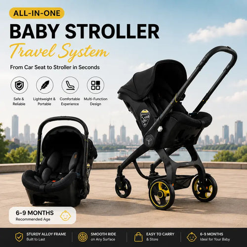Portable Reversible Baby Stroller - Lightweight Folding Infant Pushchair with Adjustable Recline, Durable Metal Frame, Compact Travel Design, Infant Car Seat Compatibility for Daily Outdoor & Shopping Use