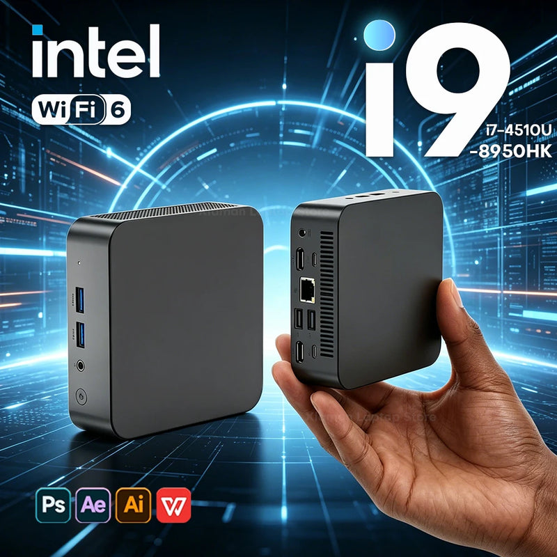 Portable Mini PC Gamer Intel Core i7 4510U i9 8950HK Windows 11 Pro Mini PC 16GB DDR 1TB 2TB M.2 SSD 6 BT5.2 Desktop Computer