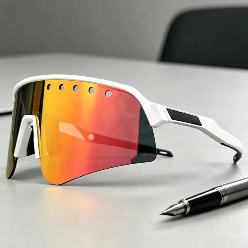 Polarized UV400 Sports Sunglasses Unisex Semi-Rimless Windproof Outdoor Eyewear for MTB Cycling Driving Hiking Trekking Goggles