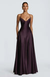 Butter Yellow Women Satin Slip Maxi Dress Elegant Spaghetti Strap A-line V Neck Waist-cinching Summer Lady Formal Evening Gown