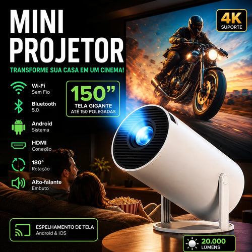 HY300 Original Projector Portable Smart Android 11 4K Ultra HD HDMI Wifi Bluetooth Built-in Speaker
