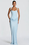 Butter Yellow Women Satin Slip Maxi Dress Elegant Spaghetti Strap A-line V Neck Waist-cinching Summer Lady Formal Evening Gown