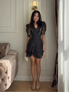 Floral Print V-neck Mini Dress Women Chic Half Sleeves High Waist Ruffle Slim Fit Short Dresses 2026 Lady Summer Vacation Wear