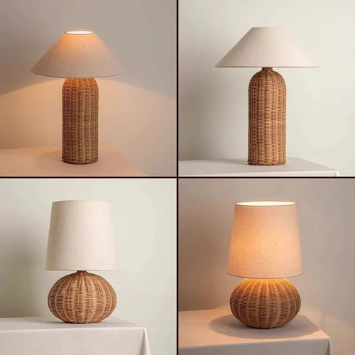 Creative Rattan-woven Wabi Sabi Floor Lamp Vintage American Style Living Room Bedroom Study Led Standing LightsHome Decor
