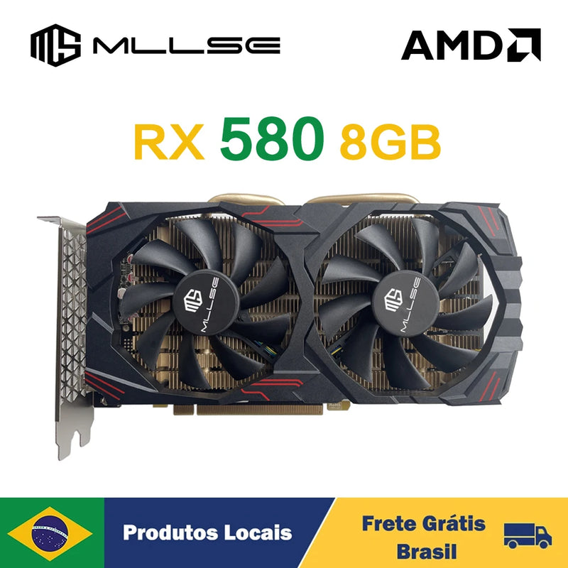 MLLSE AMD RX580 8GB 8PIN 2048SP GDDR5 256Bit PCI-E 3.0 × 16 Radeon GPU Rx 580 Placa de Vídeo Brasil
