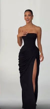 Butter Yellow Women Satin Slip Maxi Dress Elegant Spaghetti Strap A-line V Neck Waist-cinching Summer Lady Formal Evening Gown