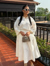 HH Women Tassel Sets White Turn-Down Collar Single-Breasted Shirts+High Waist Zipper A-Line Long Skirts Female Holiday Suit