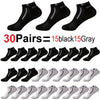 30 Pairs Men’s Ankle Socks – Breathable Mesh, Color-Block Athletic & Casual Low-Cut Socks