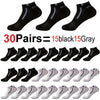 30 Pairs Men’s Ankle Socks – Breathable Mesh, Color-Block Athletic & Casual Low-Cut Socks