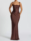 Elegant Scarf Collar Sling Women Summer Dress Solid Sleeveless Off-shoulder Slim Maxi Dresses 2026 Lady Chic Evening Party Gown