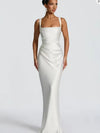 Elegant Scarf Collar Sling Women Summer Dress Solid Sleeveless Off-shoulder Slim Maxi Dresses 2026 Lady Chic Evening Party Gown