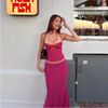 Heart Neck Sexy Outfits for Women Beading Patchwork Crop Halter Top Chiffon Fishtail Skirt Suit 2026 NEW Chic Lady Matching Sets