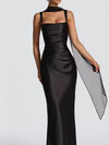Elegant Scarf Collar Sling Women Summer Dress Solid Sleeveless Off-shoulder Slim Maxi Dresses 2026 Lady Chic Evening Party Gown