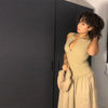 Chic Khaki Pleated Maxi Dress Women Sleeveless Button Front Ruched Waist A-line Loose Fit Casual Daily Wear Dress