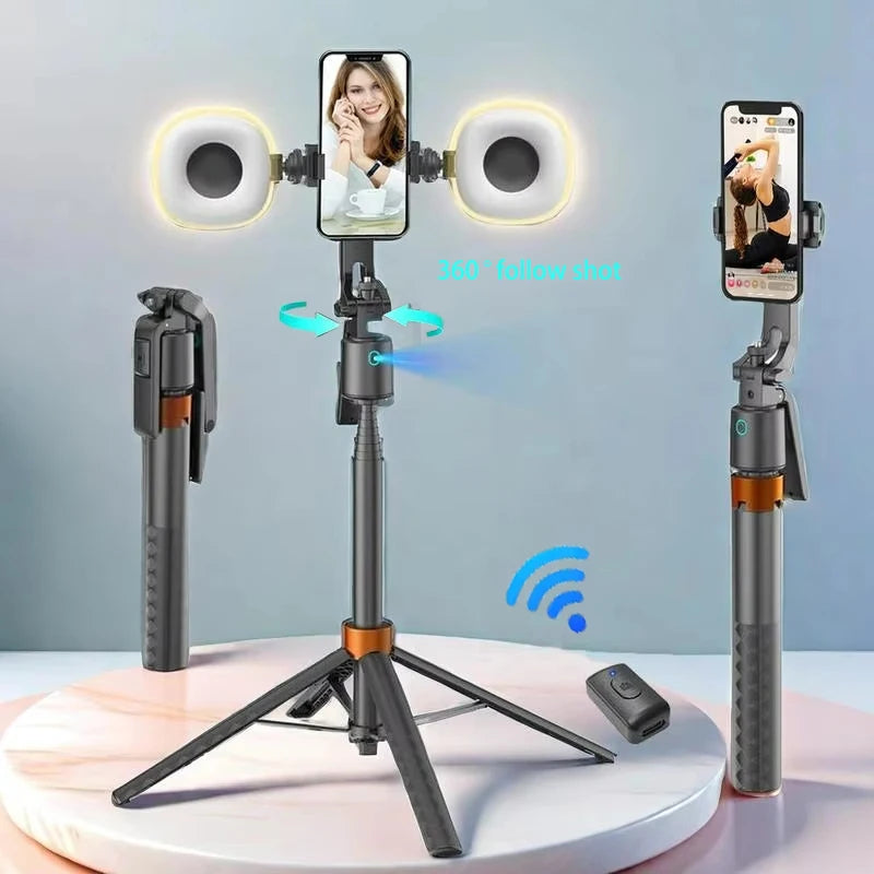 TrackShot™ Smart Tripod 📸✨ — Auto Face Tracking + Fill Lights