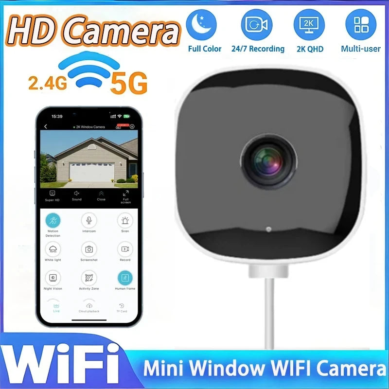 Window Camera Replaces Outdoor Cameras 2.4/5GHz WiFi Camera 3MP Resolution Full-Color Night Vision Through Window Mini Camera