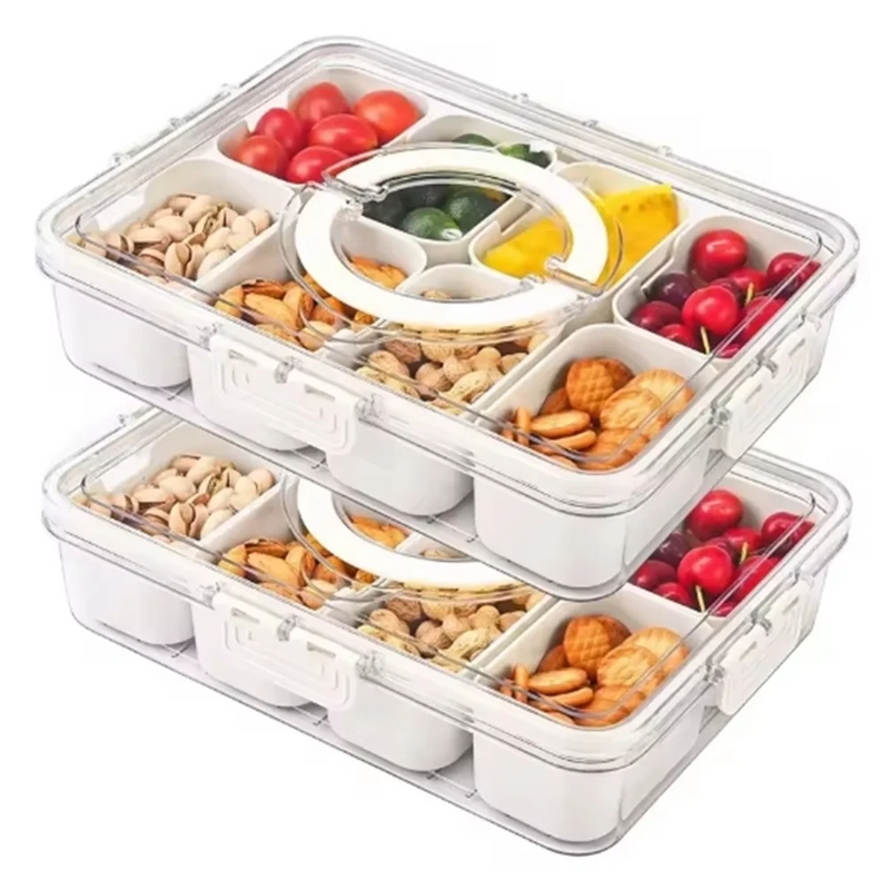 SnackSpin™ 8-Grid Serving Tray 🍿🔄 All Your Snacks, One Tray