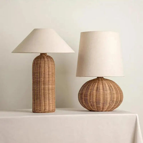 Creative Rattan-woven Wabi Sabi Floor Lamp Vintage American Style Living Room Bedroom Study Led Standing LightsHome Decor
