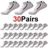 30 Pairs Men’s Ankle Socks – Breathable Mesh, Color-Block Athletic & Casual Low-Cut Socks