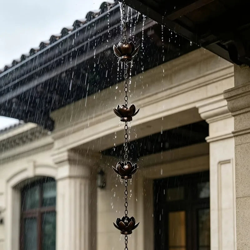 LotusFlow™ Rain Chain 💧 — Chinese Temple-Inspired Serenity