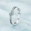 SCR896 Sterling Silver S925 Knot All-Match Zircon Ring(No.6)