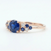 Round Blue Sapphire Cluster Ring