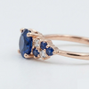 Round Blue Sapphire Cluster Ring